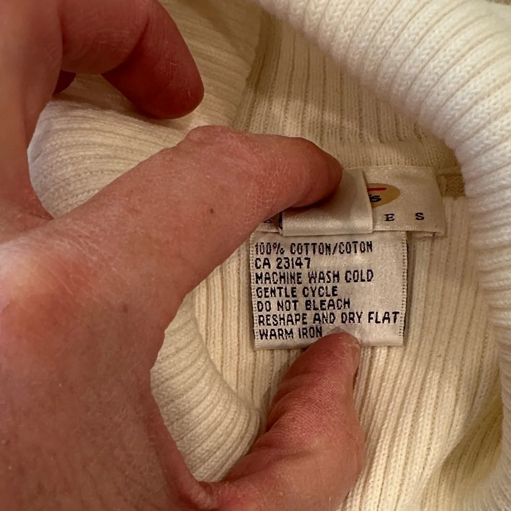 Talbots Cream Ribbed Turtleneck - Picture 3 of 5